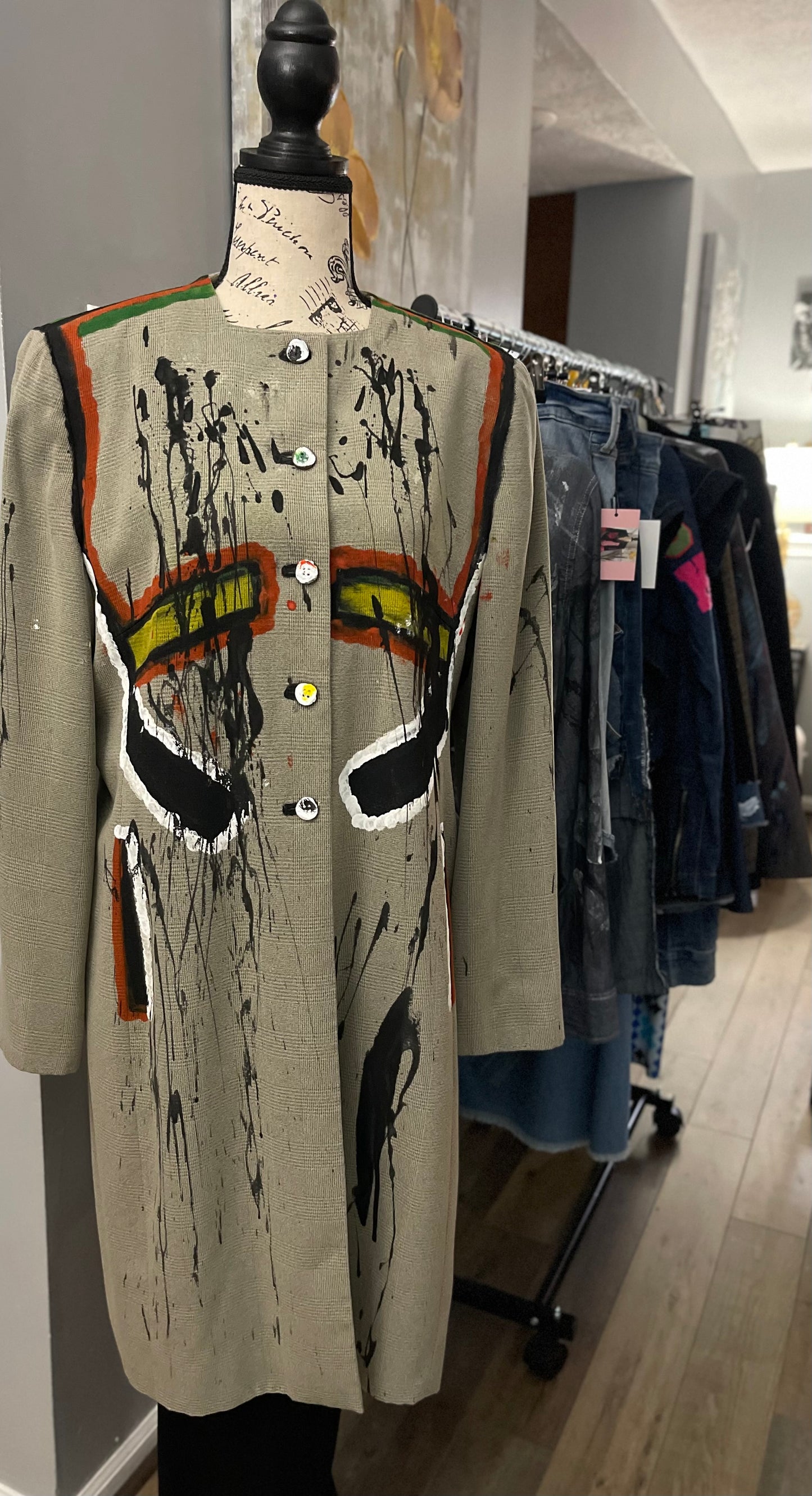Hand-Painted Mid Length Blazer