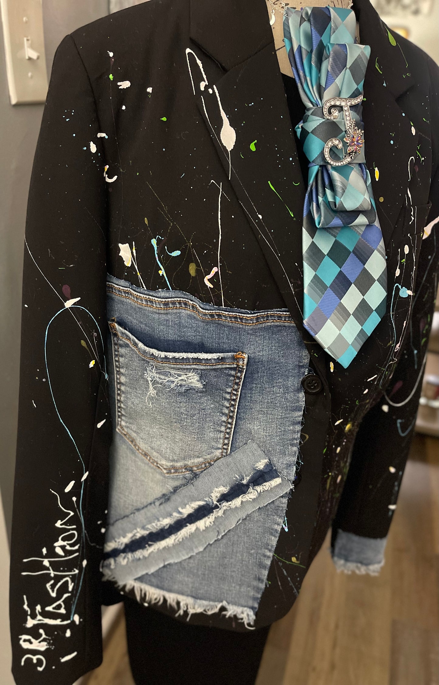 Paint Splash Denim Blazer