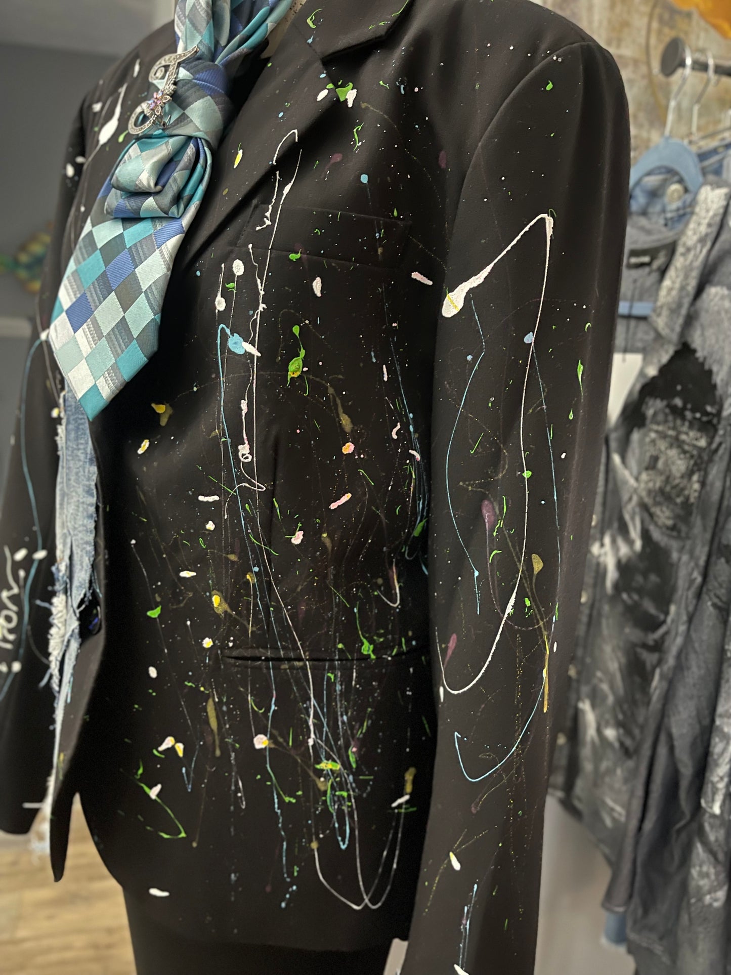 Paint Splash Denim Blazer