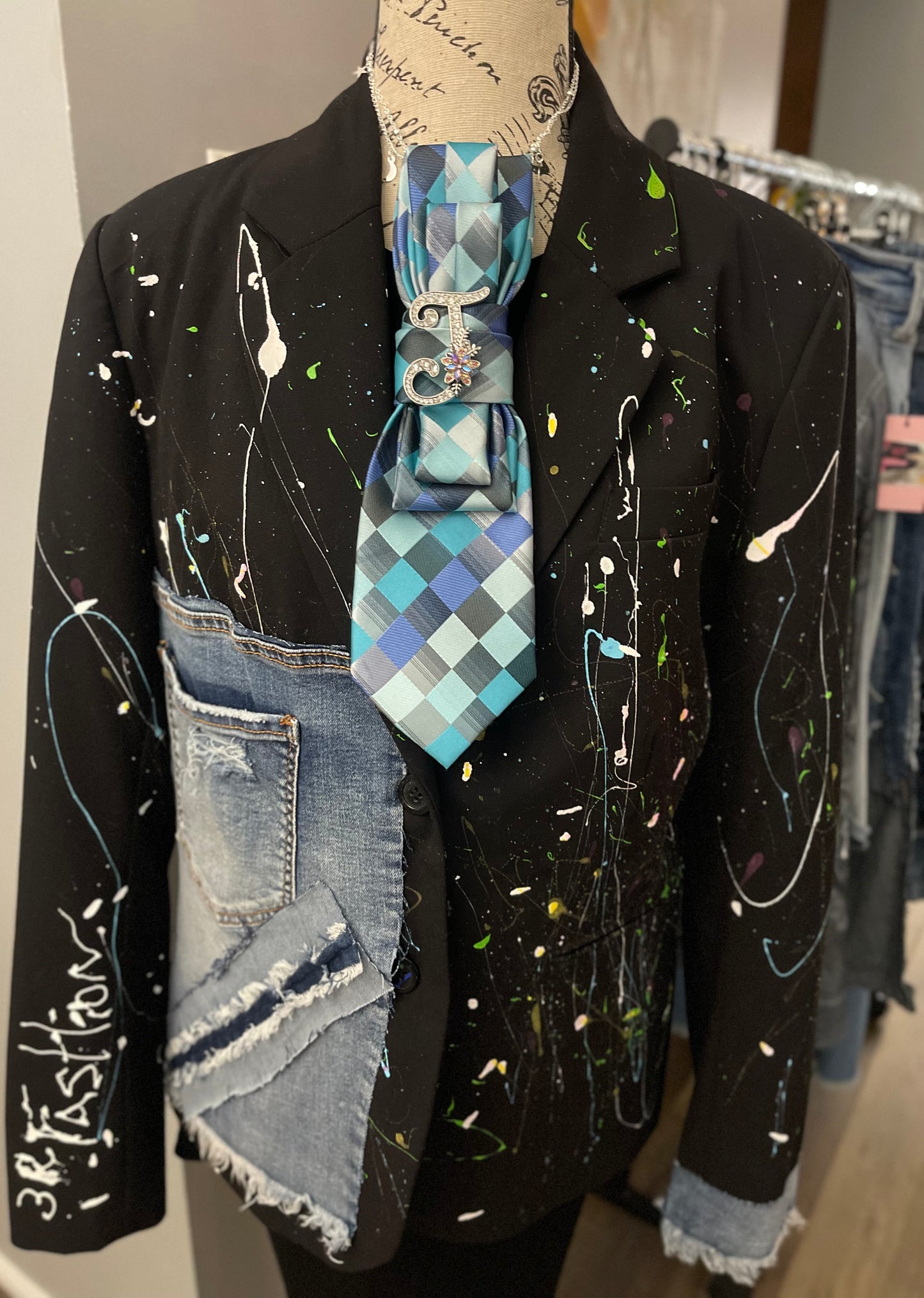 Paint Splash Denim Blazer