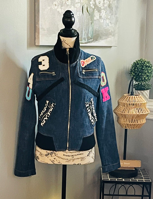 THE DENIM MOTO PATCHWORK JACKET