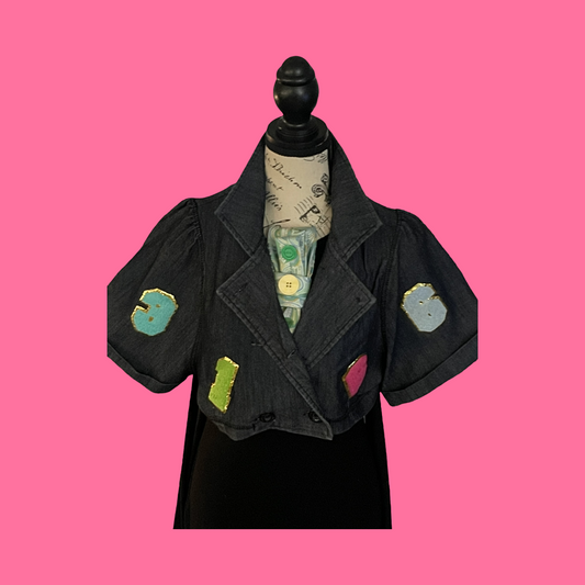 PIC A NUMBER CROP DENIM JACKET