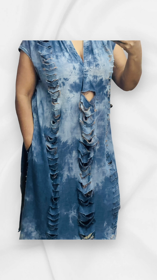 DENIM COMFY-N-COZY MAXI TUNIC