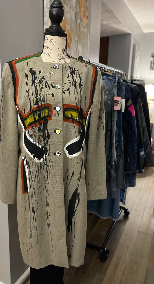 Hand-Painted Mid Length Blazer