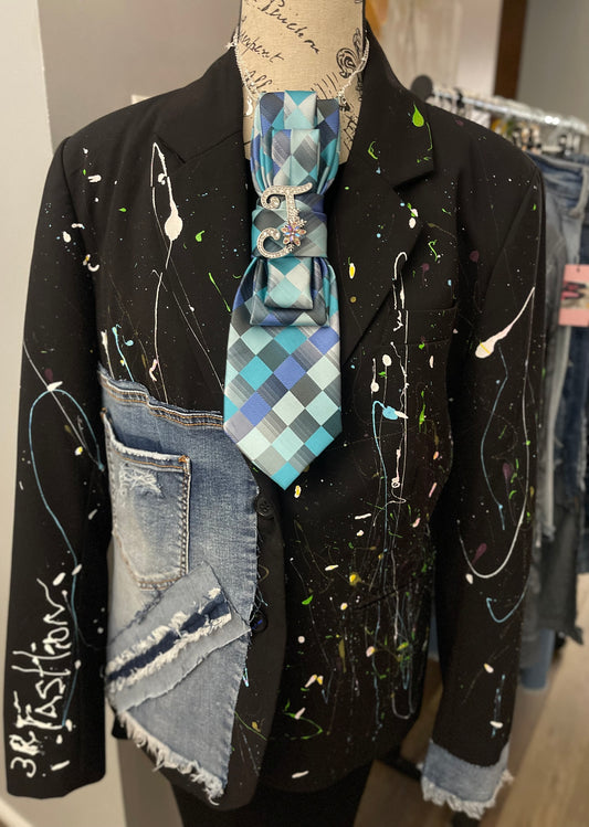 Paint Splash Denim Blazer