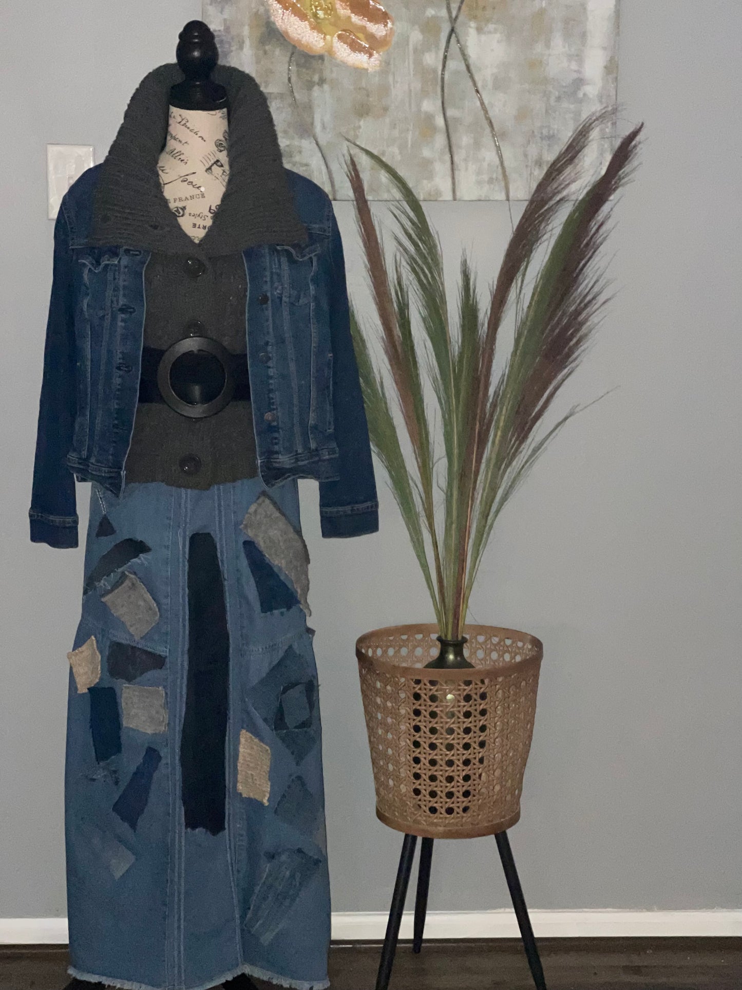THE PATCHWORK MAXI DENIM SKIRT