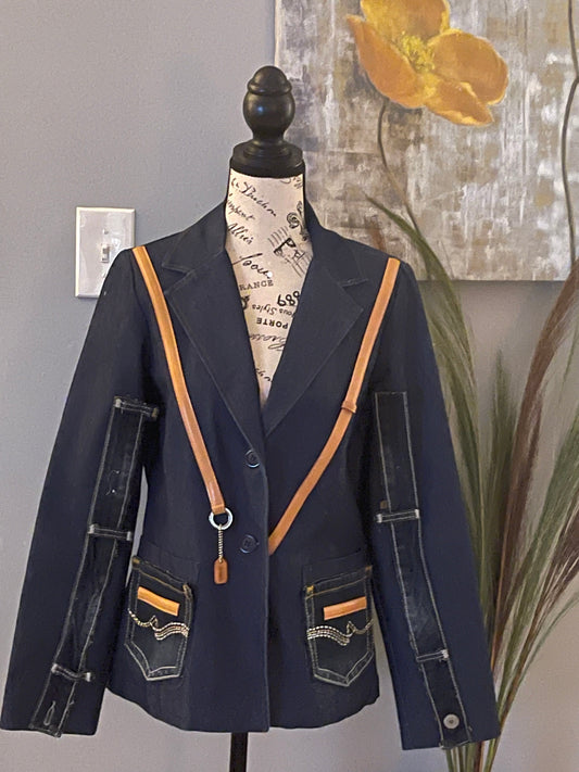 THE COACH BELT BLUE DENIM BLAZER